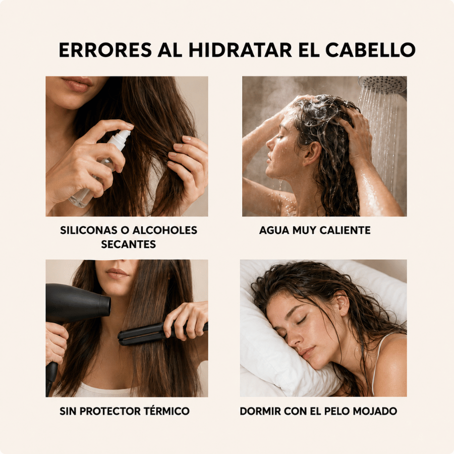 Errores comunes al hidratar el cabello.